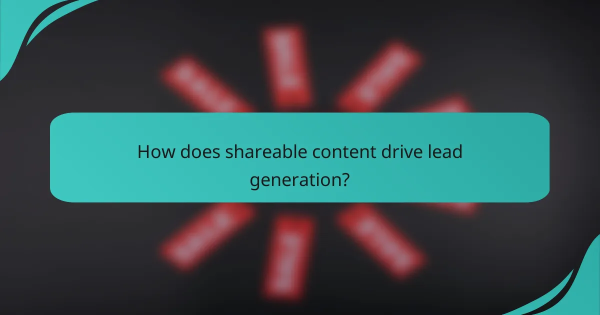 How does shareable content drive lead generation?