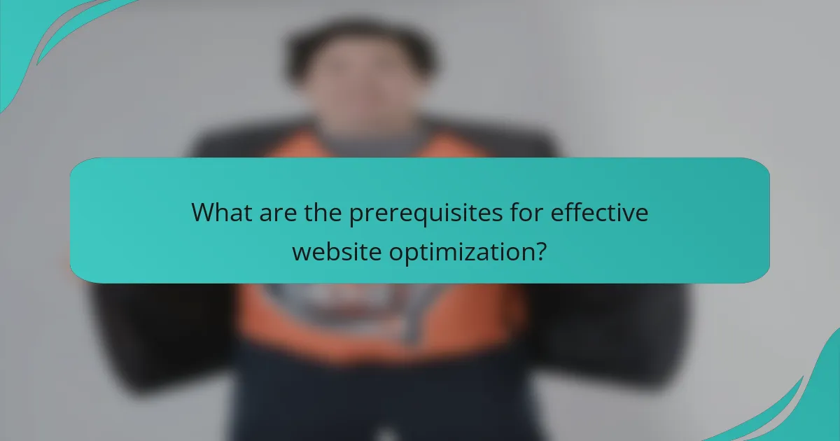 What are the prerequisites for effective website optimization?